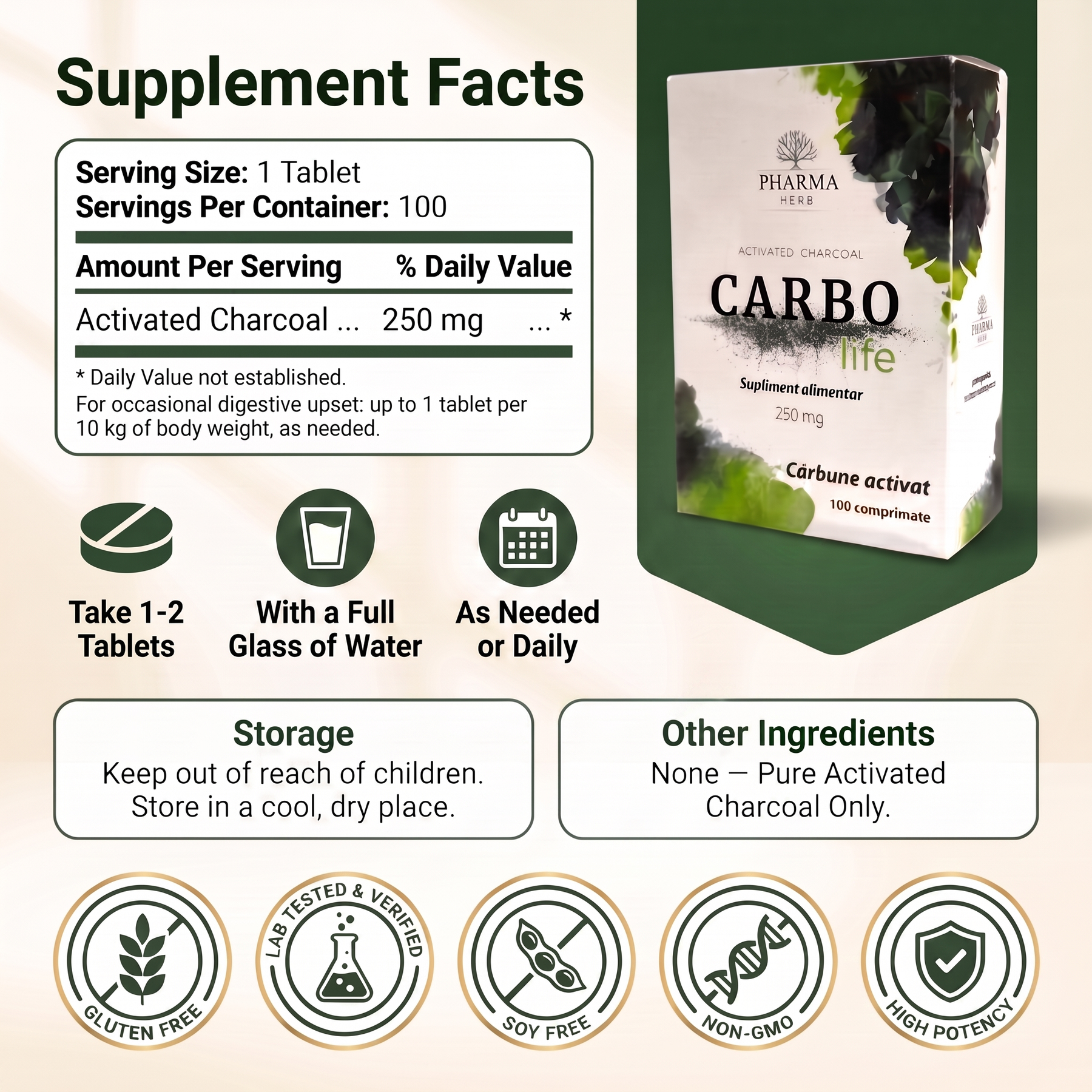 Carbo Life - Premium Activated Charcoal Tablets